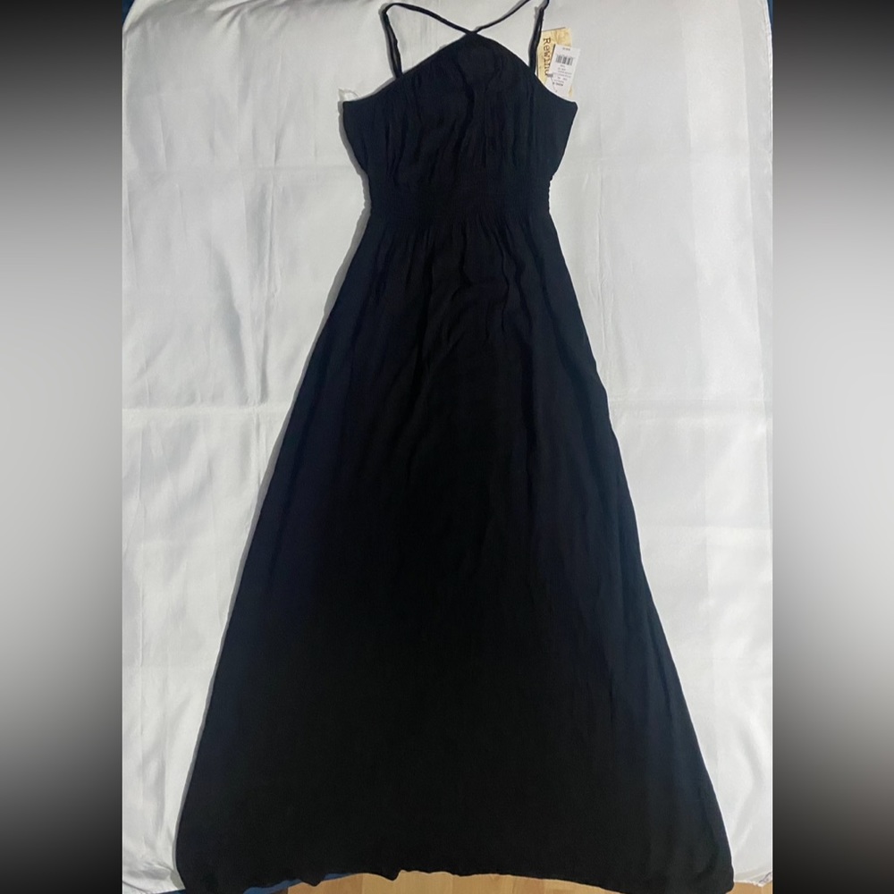 NWT Rewind Halter Top Flowy Black Maxi Dress